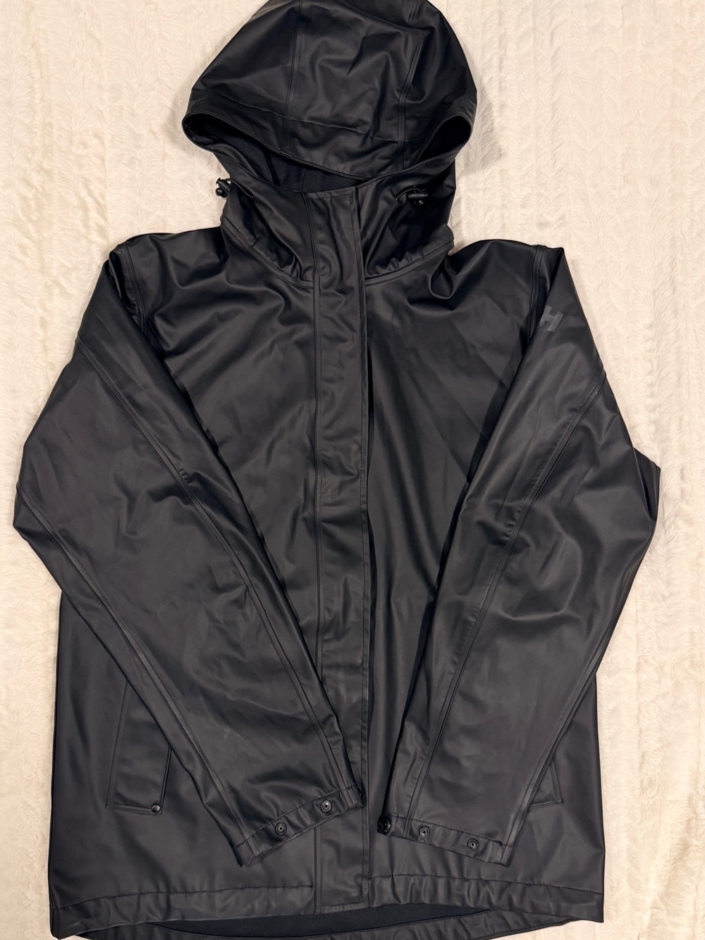 Helly Hansen Matte Black Hooded Rain Jacket